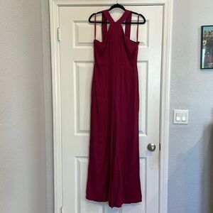 Chloe Oliver size m berry wide leg halter jumpsuit. Holiday party ready.
